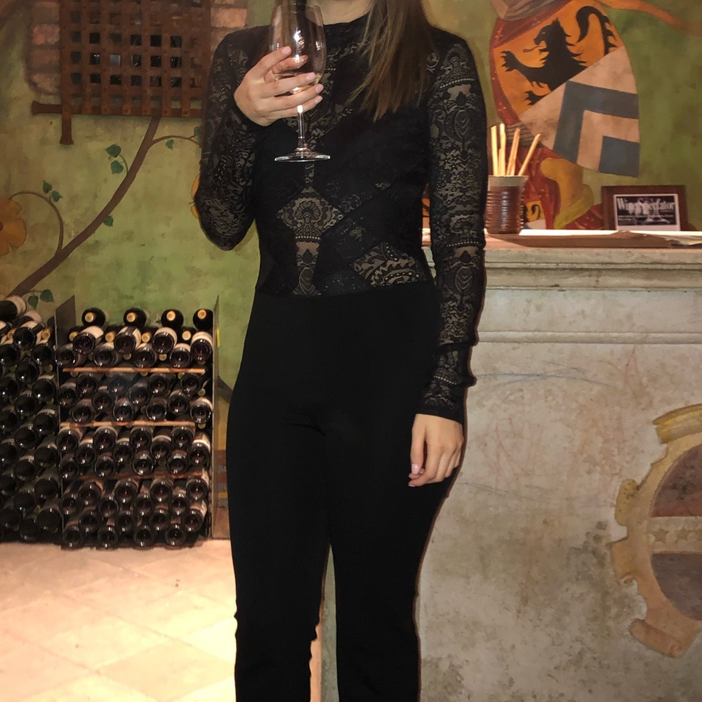 bcbgmaxazria black jumpsuit long sleeve